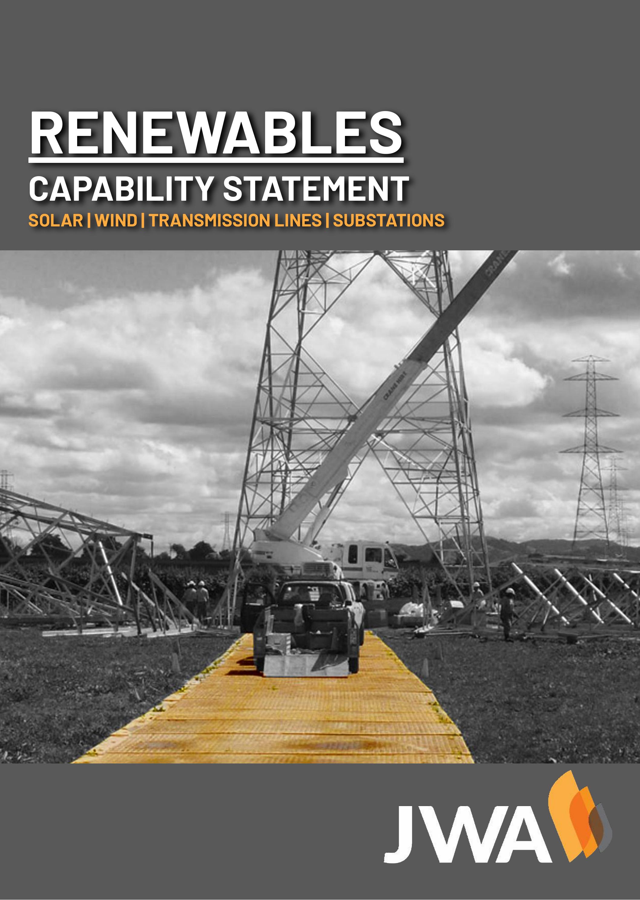 JWA Capability Statement - Renewables and Utilities Capability Statement